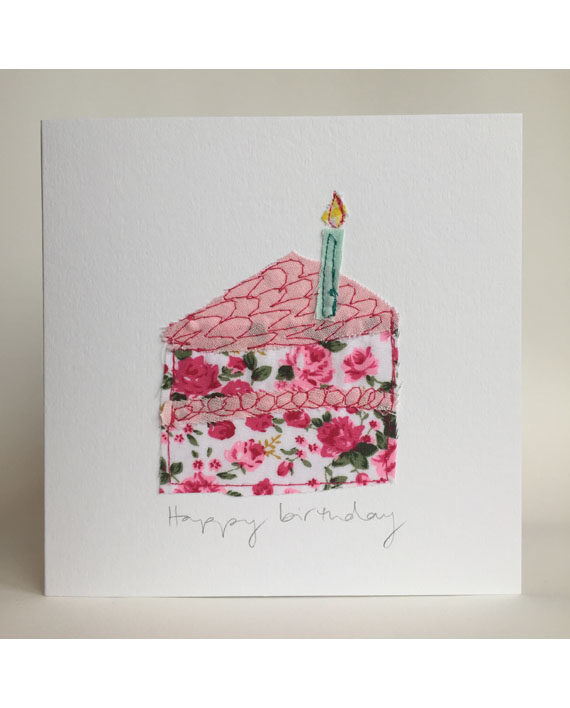 Sarah Becvar design floral birthday cake embroidery greetings cards