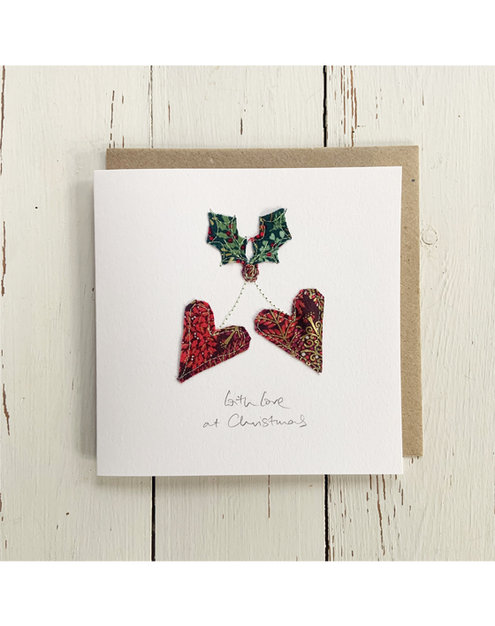 freehand embroidered christmas card made by textile artist sarah becvar