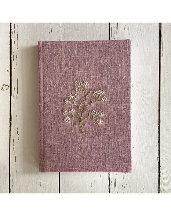 linen bound notebook with freehand machine embroidery by sarah becvar