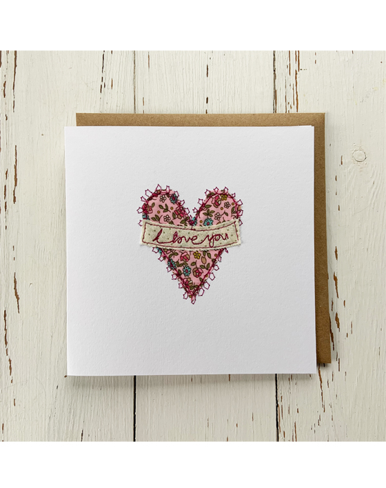 freehand machine embroidered valentines card stitched by textile artist sarah becvar