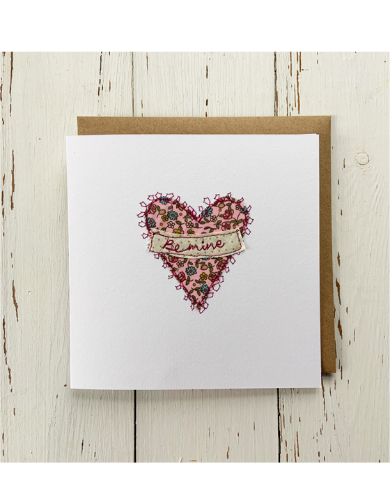 freehand machine embroidered valentines card stitched by textile artist sarah becvar