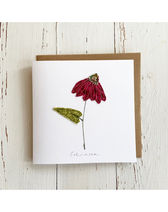 freehand machine embroidered flower notecard by sarah becvar